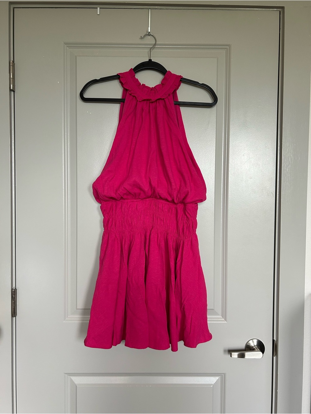 The Impeccable Pig Fuchsia Ruffle Hot Pink Halter Top